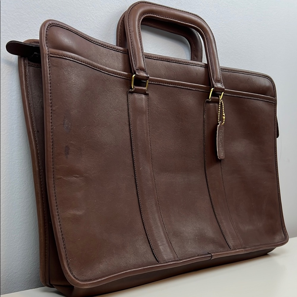 Vintage Coach USA Mahogany Leather Top Handle Office Work Briefcase Bag - Picture 3 of 16